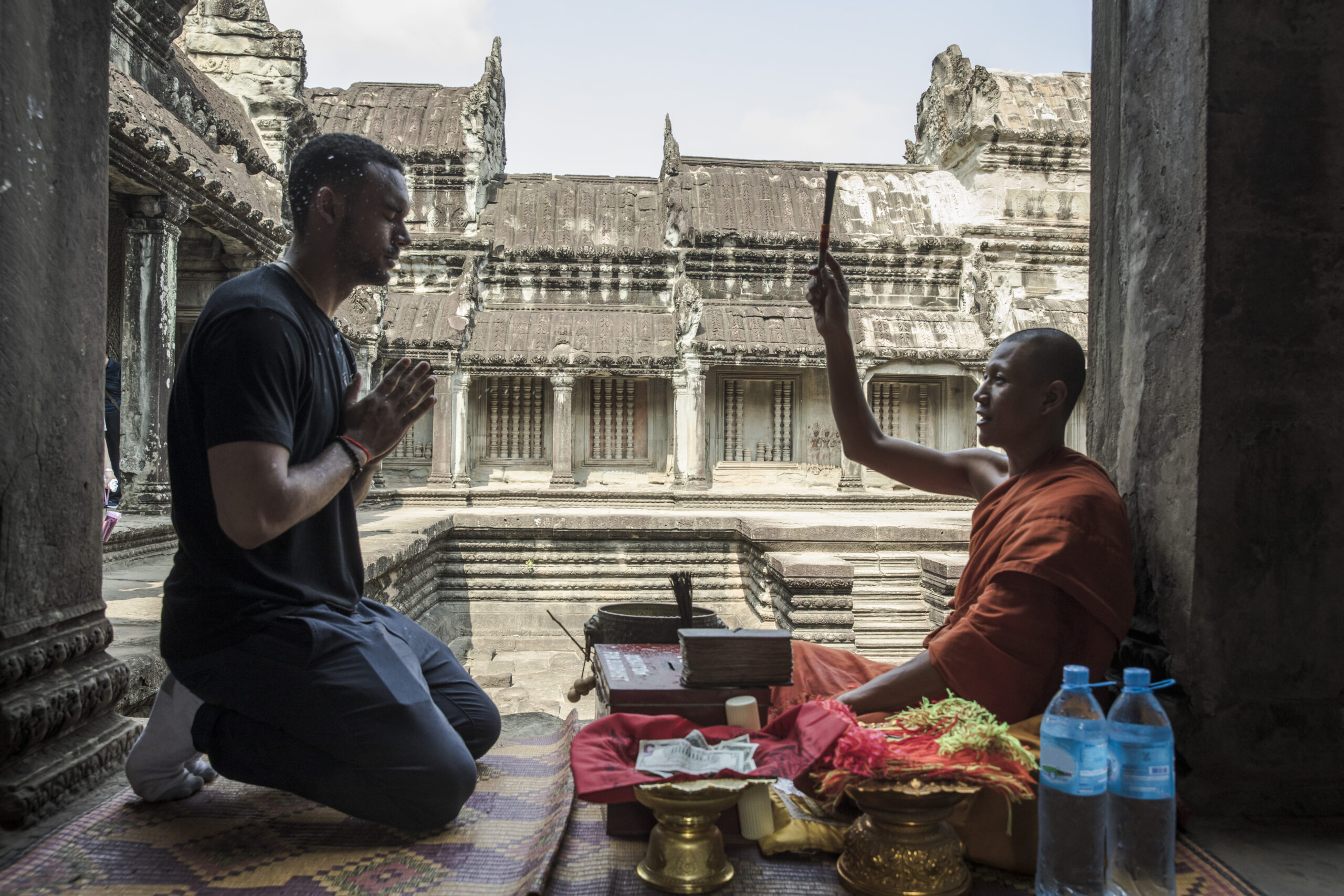 Cambodia Siem Reap Angkor Wat Temple Male Traveller Monk B